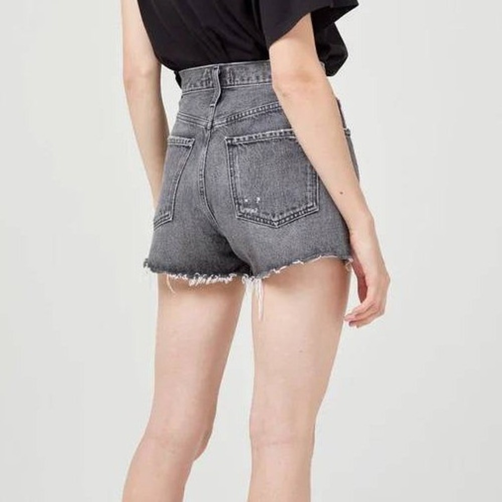 AGOLDE Dee Short in Moxy Denim Frayed Cut Off Grey High Waisted Cotton Size 27 - Picture 4 of 14